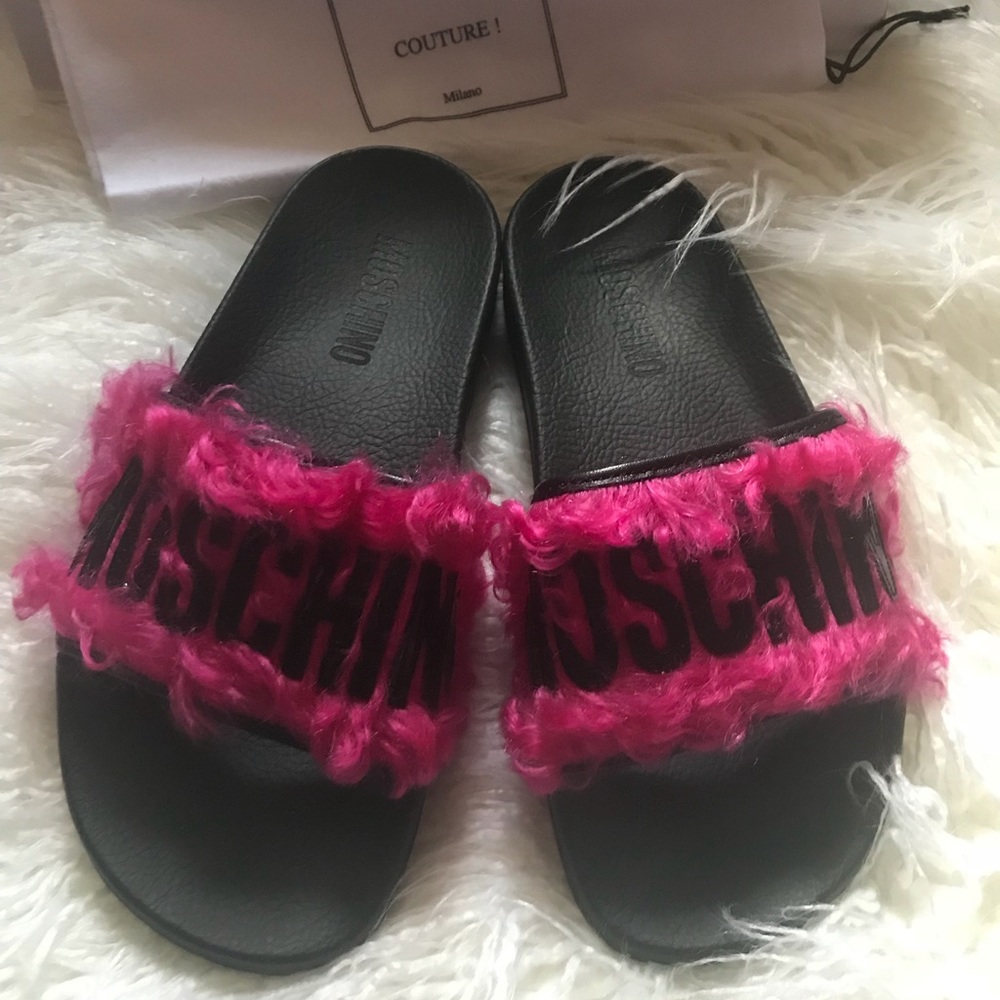 New Moschino Fur Slides